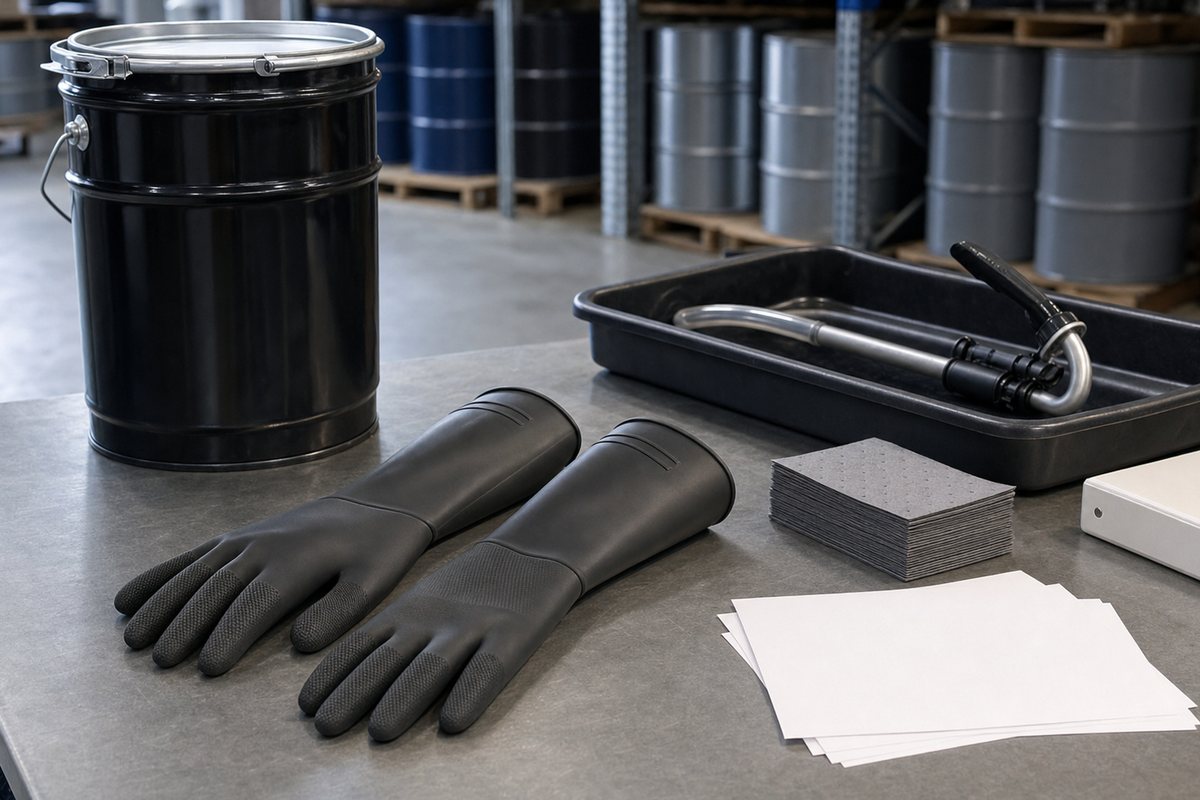 Chemical Warehouse Drum Handling Gloves: SDS, Splash and Grip Checks