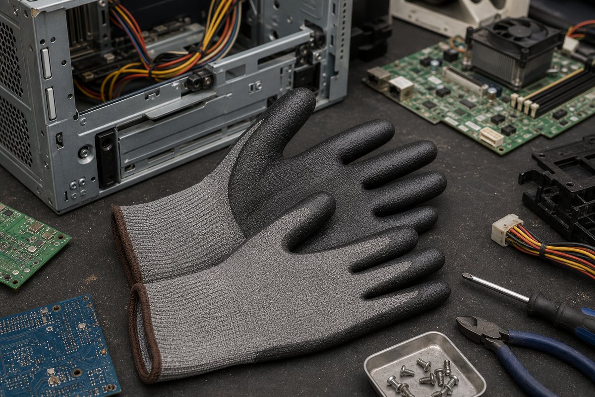 E-Waste Dismantling Gloves: Evidence Checks for Cut, Puncture, Dust and Grip