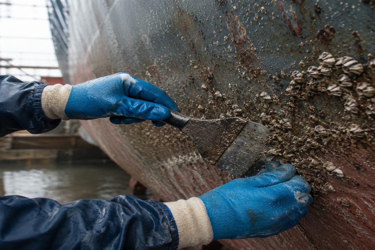 Shipyard Hull Maintenance Gloves for Wet Steel, Barnacles and Paint Prep
